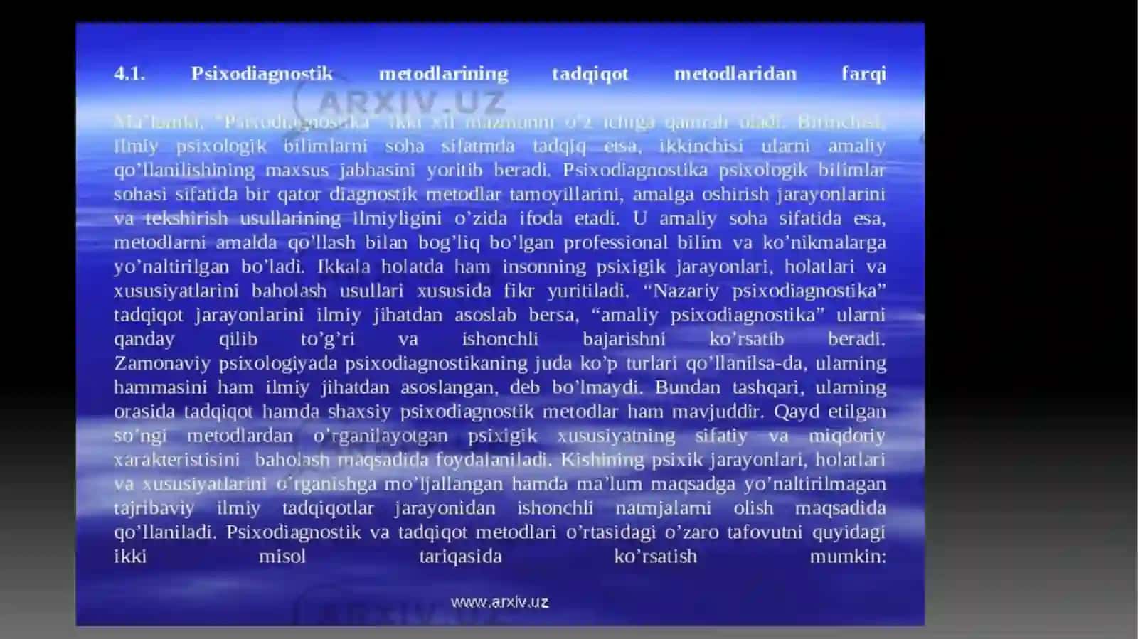 TESTLAR VA BOSHQAPSIXODIAGNOSTIK METODLAR 4