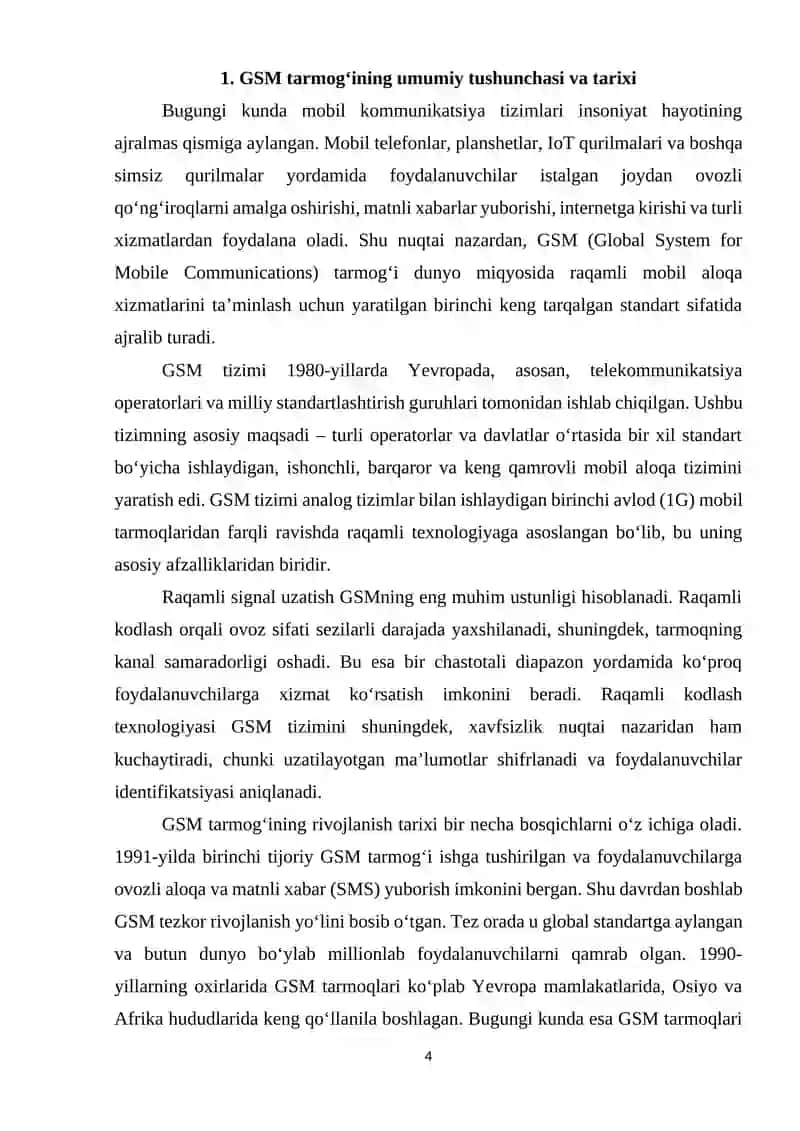 GSM tarmog‘i arxitekturasi va uni loyihalash xususiyatlari 4