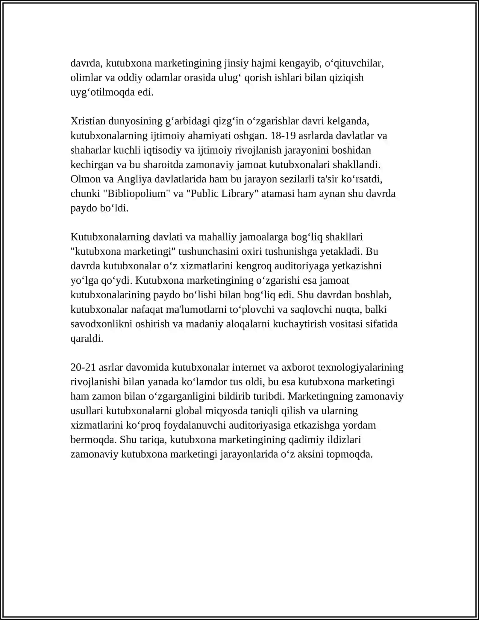 KUTUBXONA MARKETINGINING RIVOJLANISH TARIXI 4