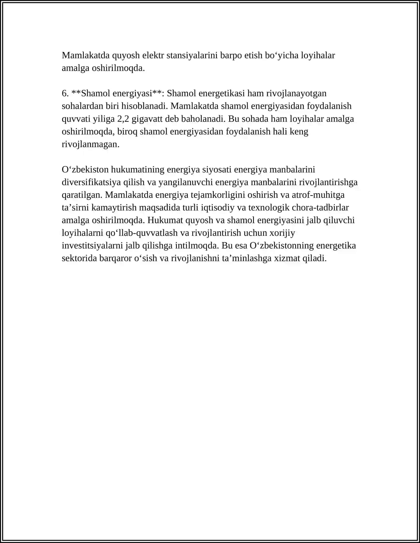 O'ZBEKISTONDA ENERGETIKANI O'RNI 4
