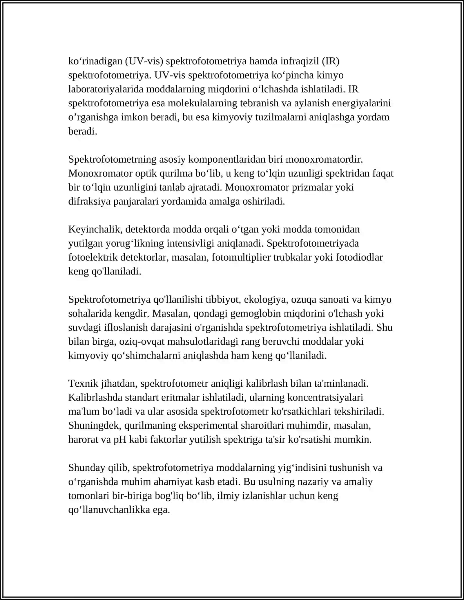 SPEKTROFOTOMETRIYA USULIDA DORILARNING CHINLIGINI ANIQLASH 4