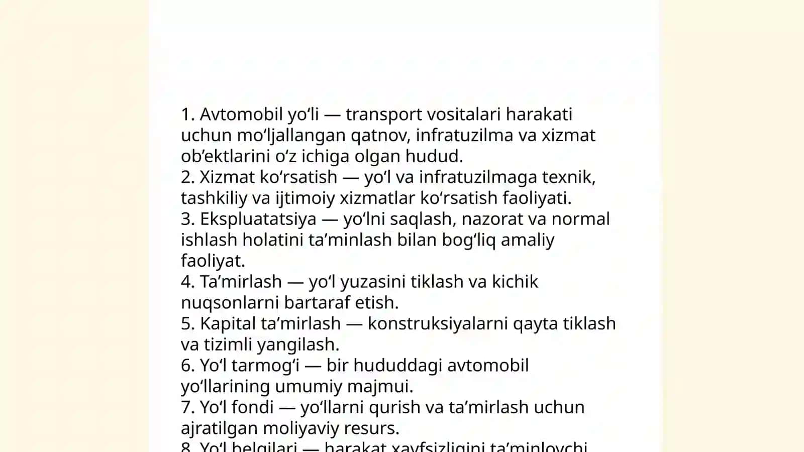 Avtomobil yoʻllar sohasidagi qonunchilik 4