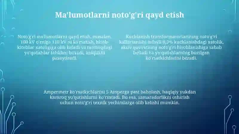 Elektr tarmoqlaridagi energiya isroflari 4