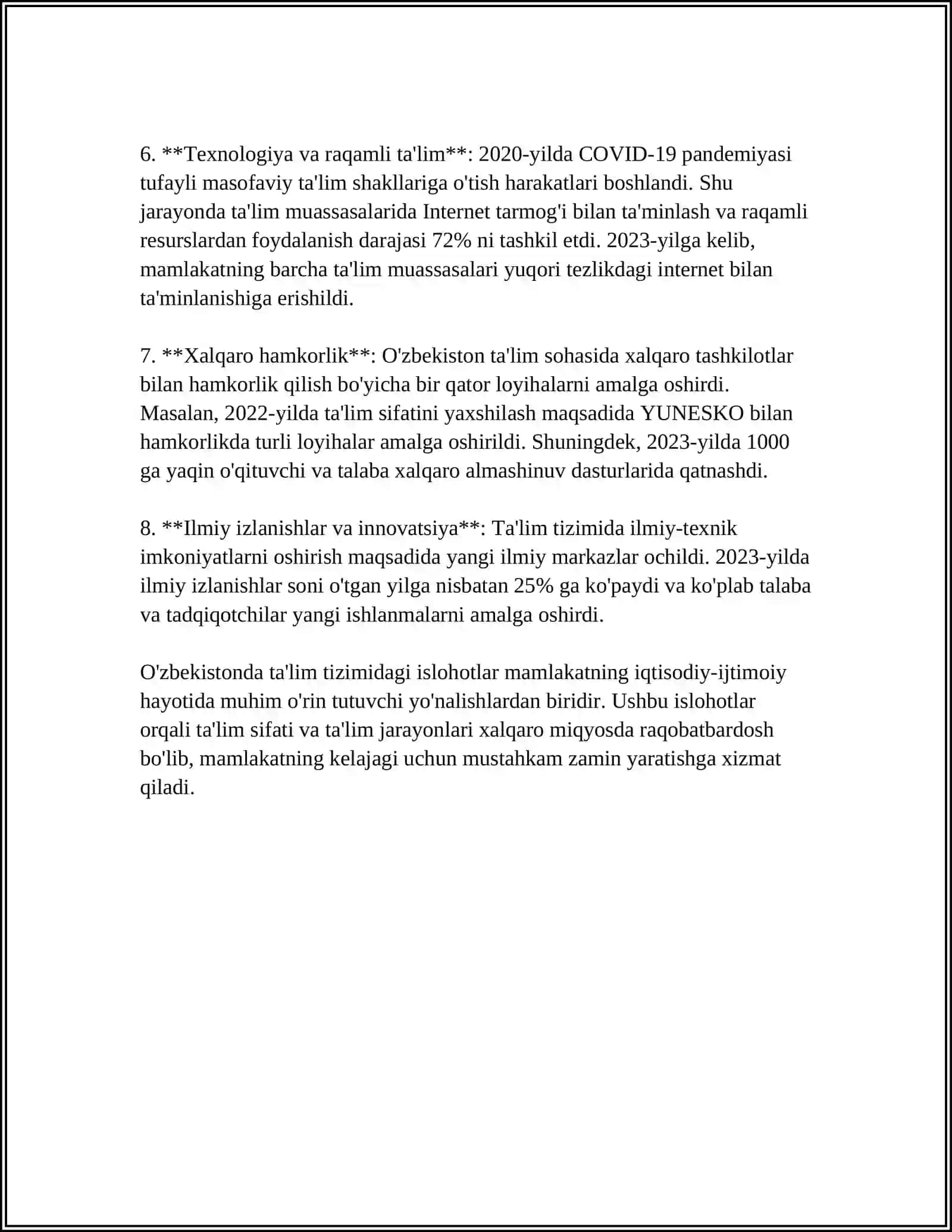 OʻZBEKISTON RESPUPLIKASIDA IJTIMOIY SOHADAGI ISLOHATLAR 4