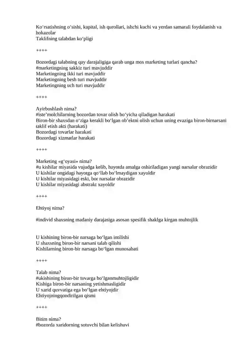 Marketing  fanidan 200 ta test savollari 4