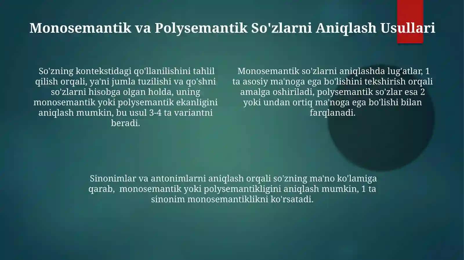 Bir maʼnoli va koʻp maʼnoli suzlar 4