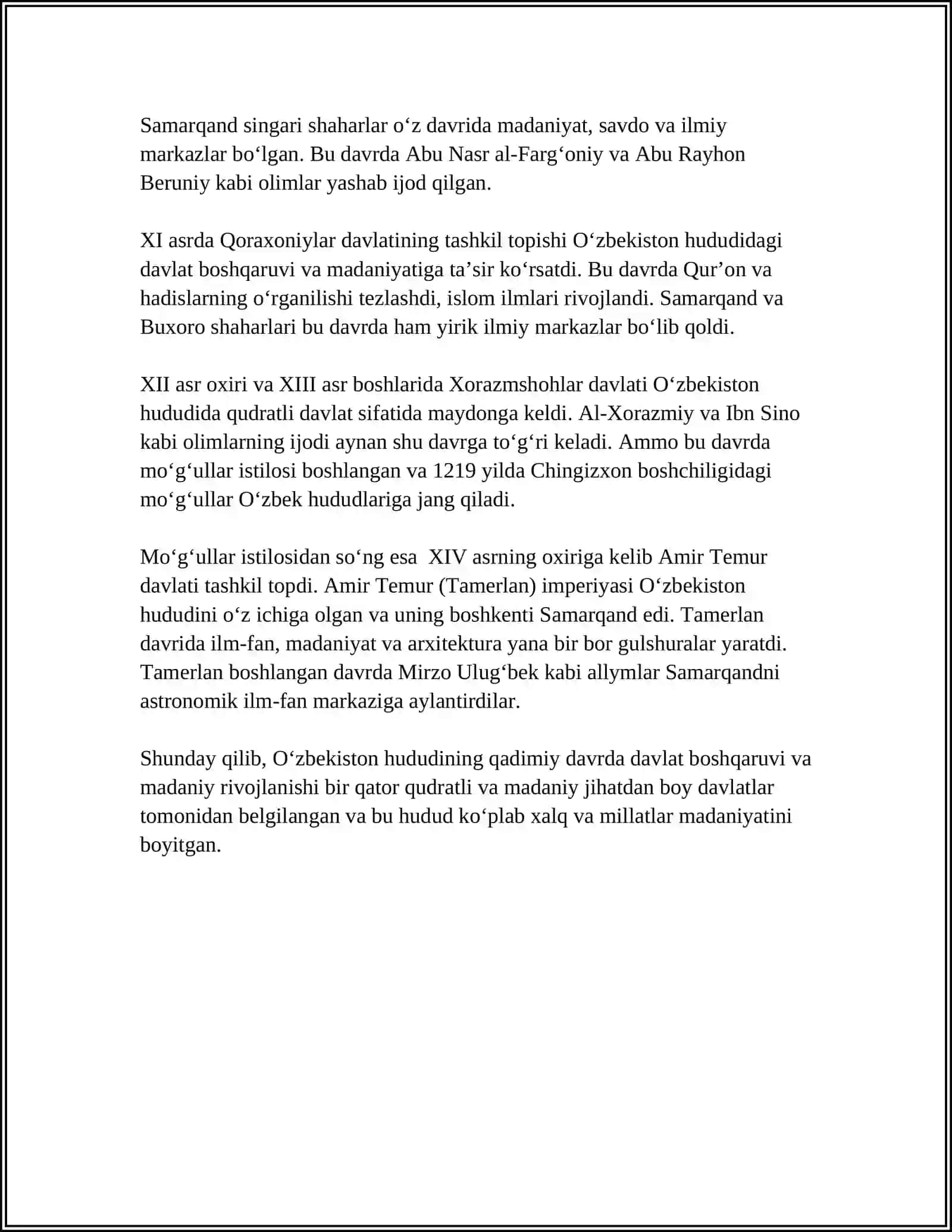O‘ZBEK DAVLATCHILIGI VA UNING TARIXIY BOSQICHLARI 4