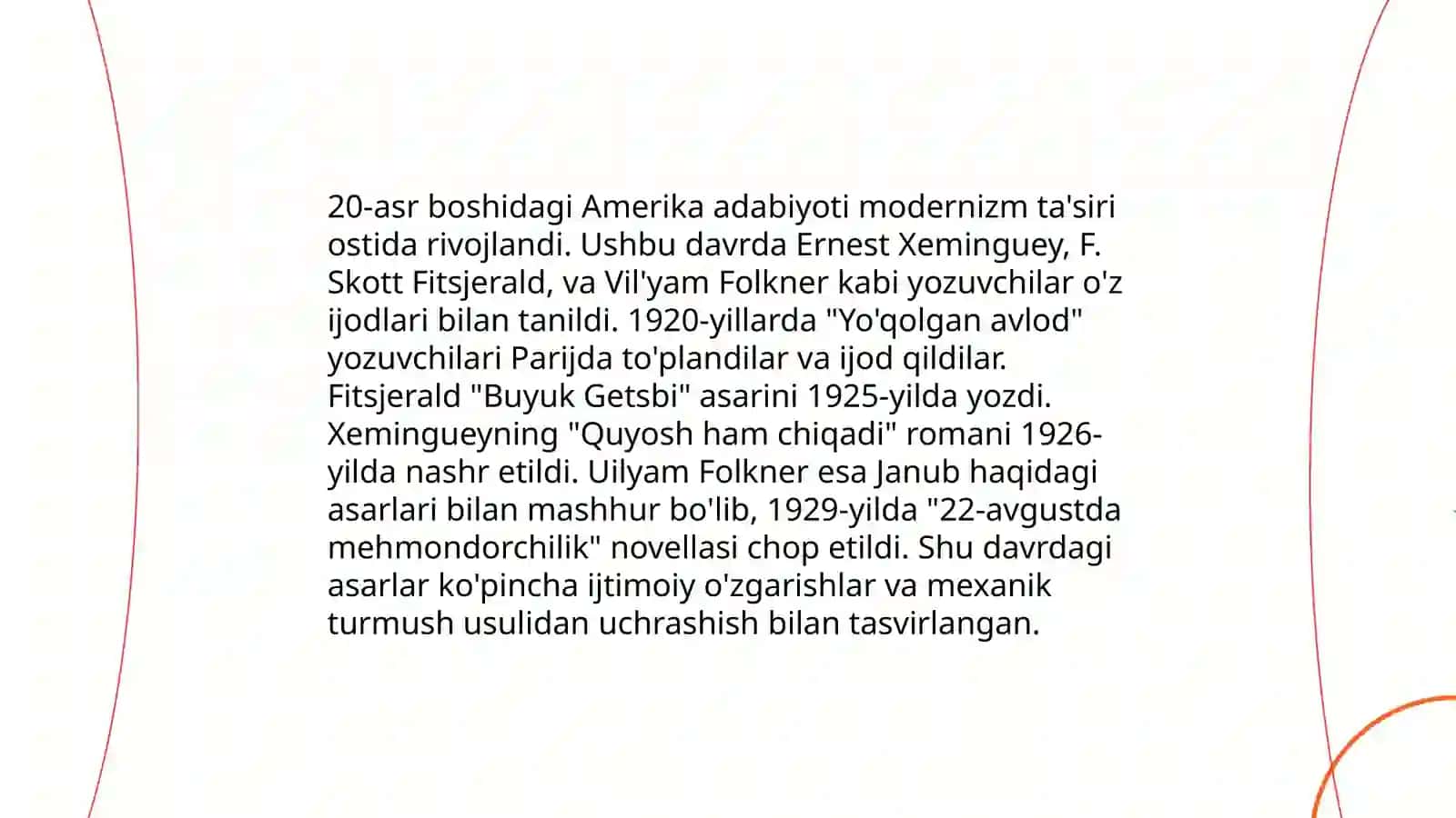 Amerika adabiyotida yo’qotilgan avlod 4
