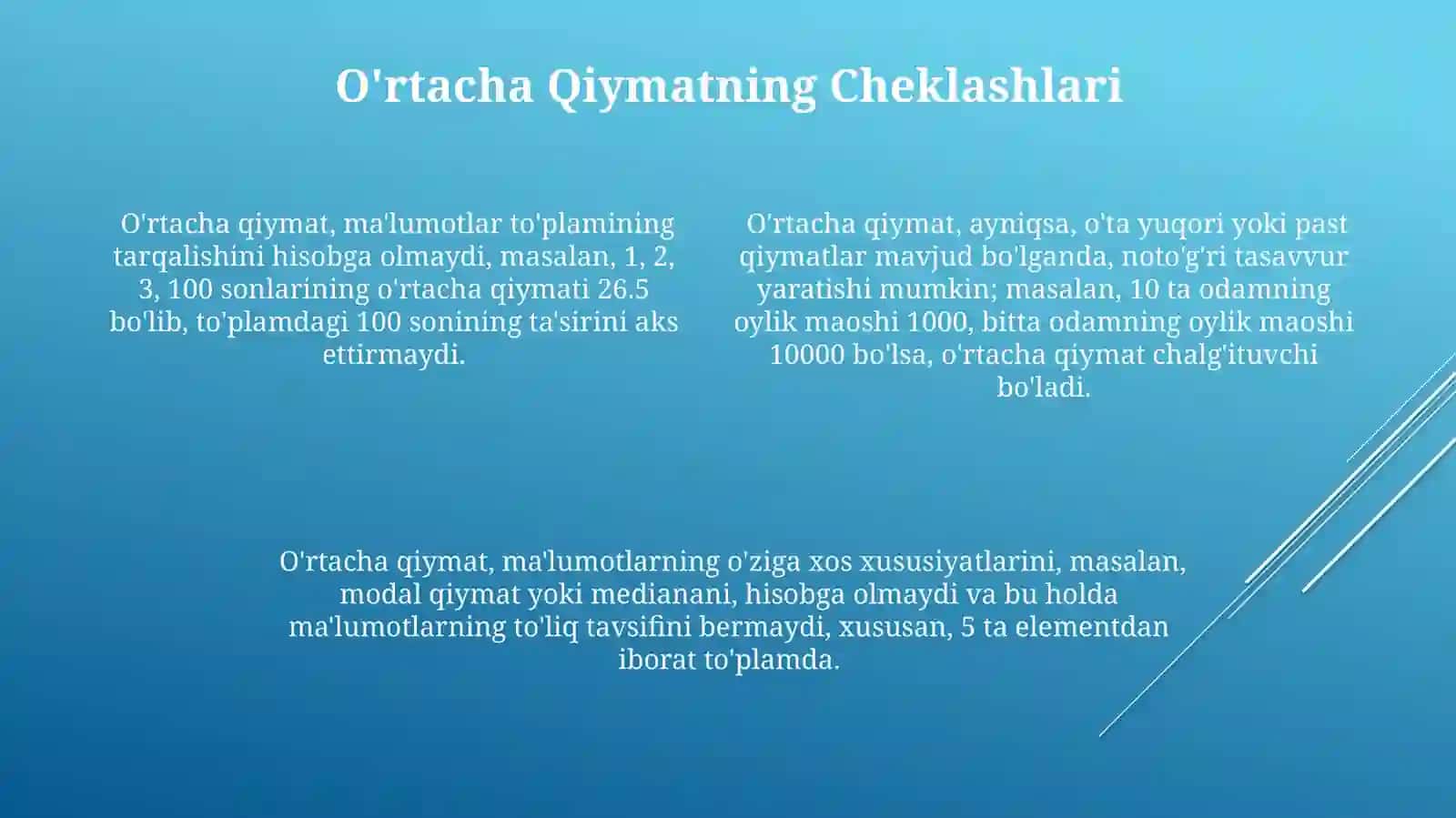 O‘rtacha Qiymat Tushunchasi 4