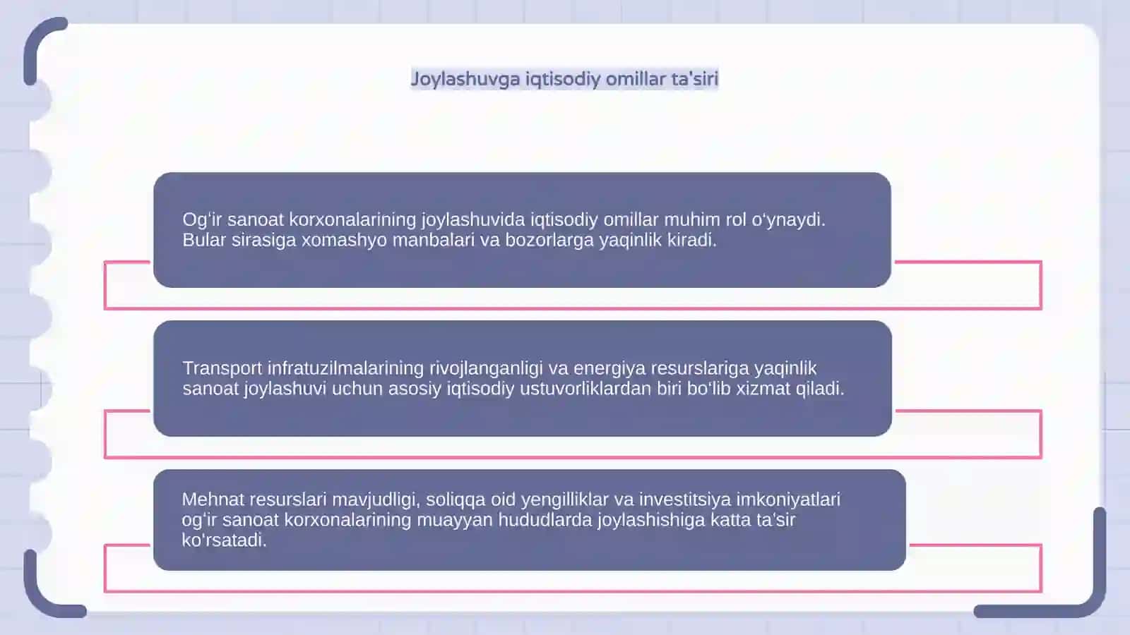 Ogʻir sanoatni joylashuviga tasir qiluvchi omillar 4