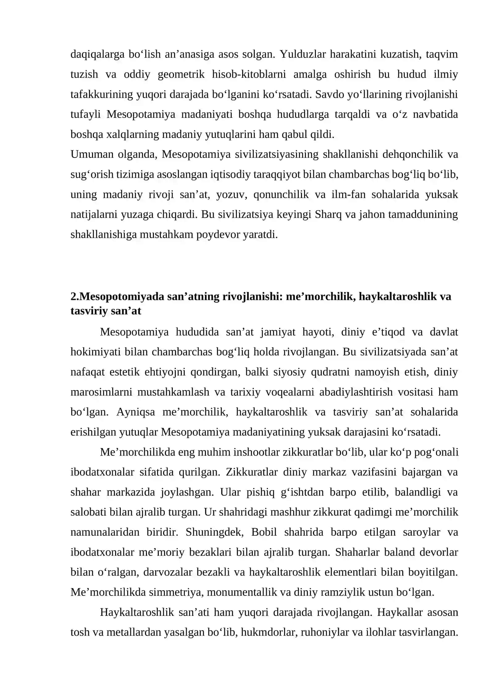 Mesopotomiya svilizatsiyasida san`at va yozuvning rivoji 4