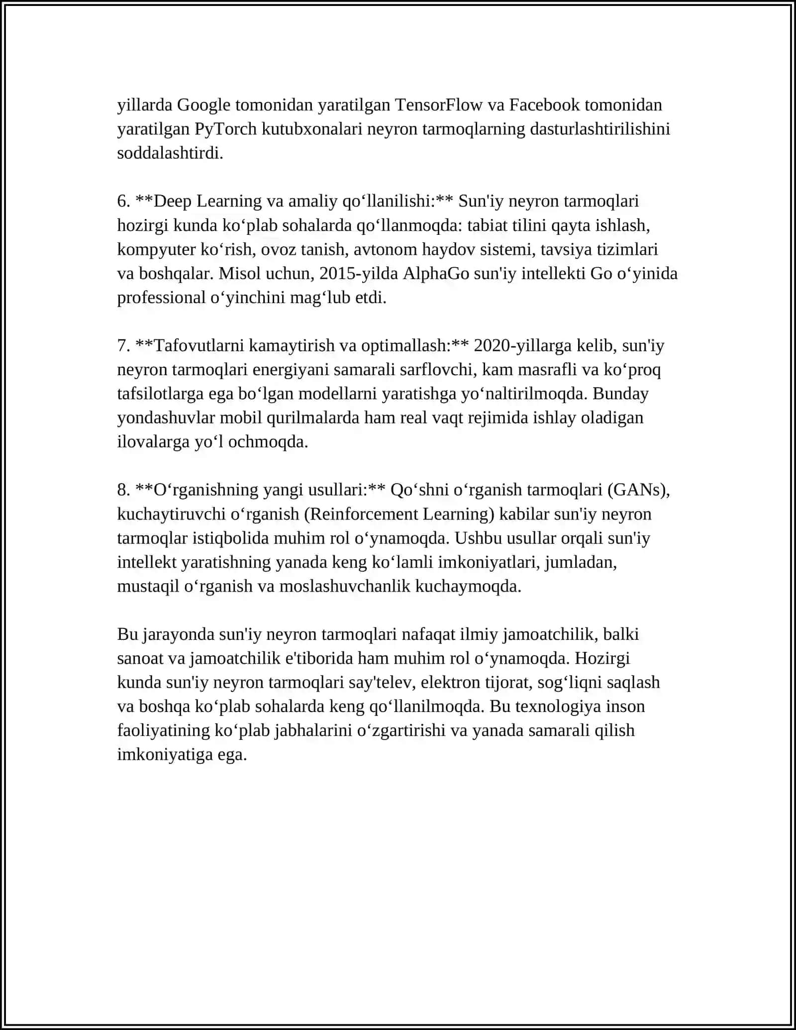 ENG SODDA PERSEPTRONLAR YORDAMIDA BASHORATLASH ALGORITMINI ISHLAB CHIQISH 4