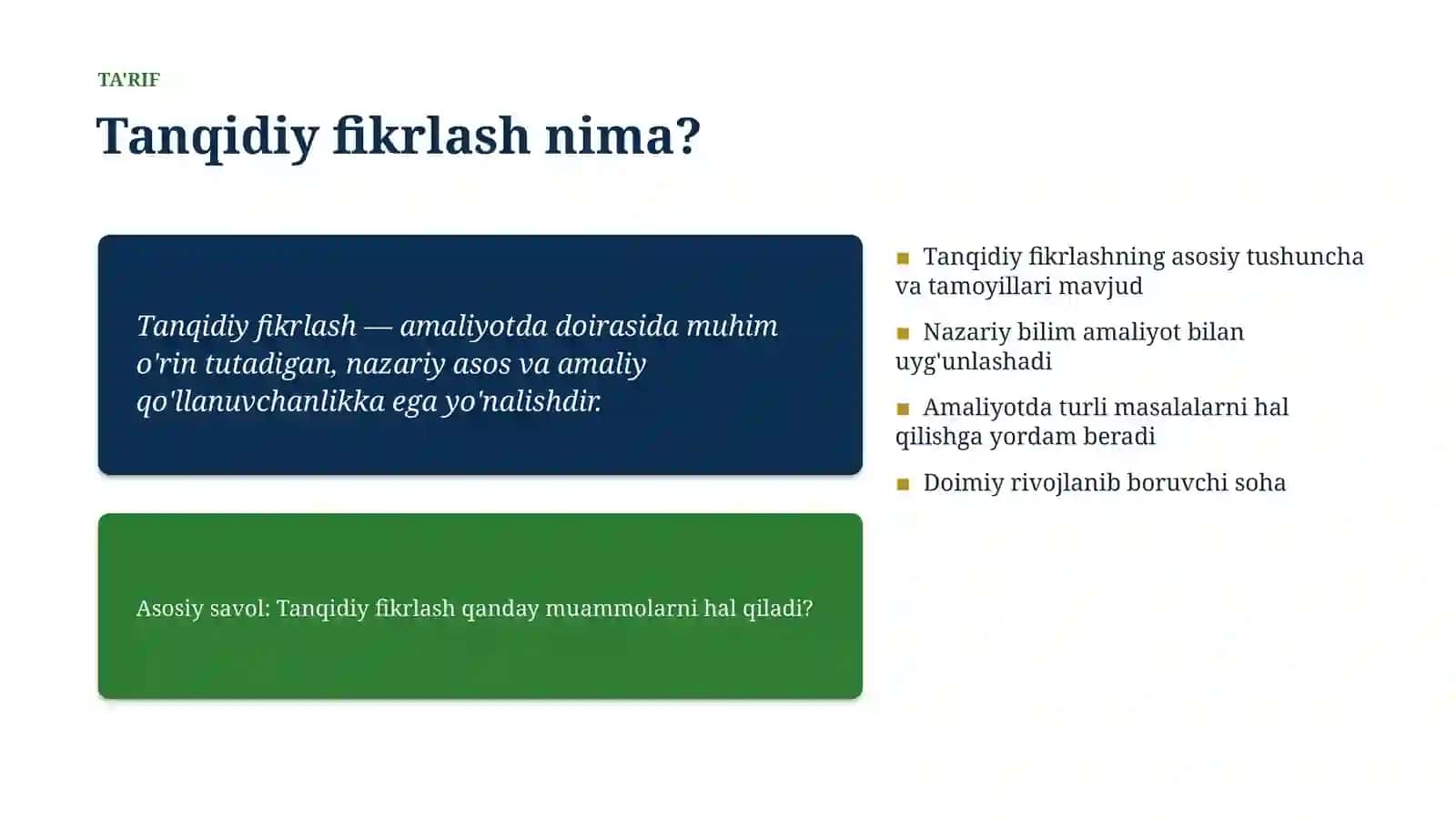 Tanqidiy fikrlash 4