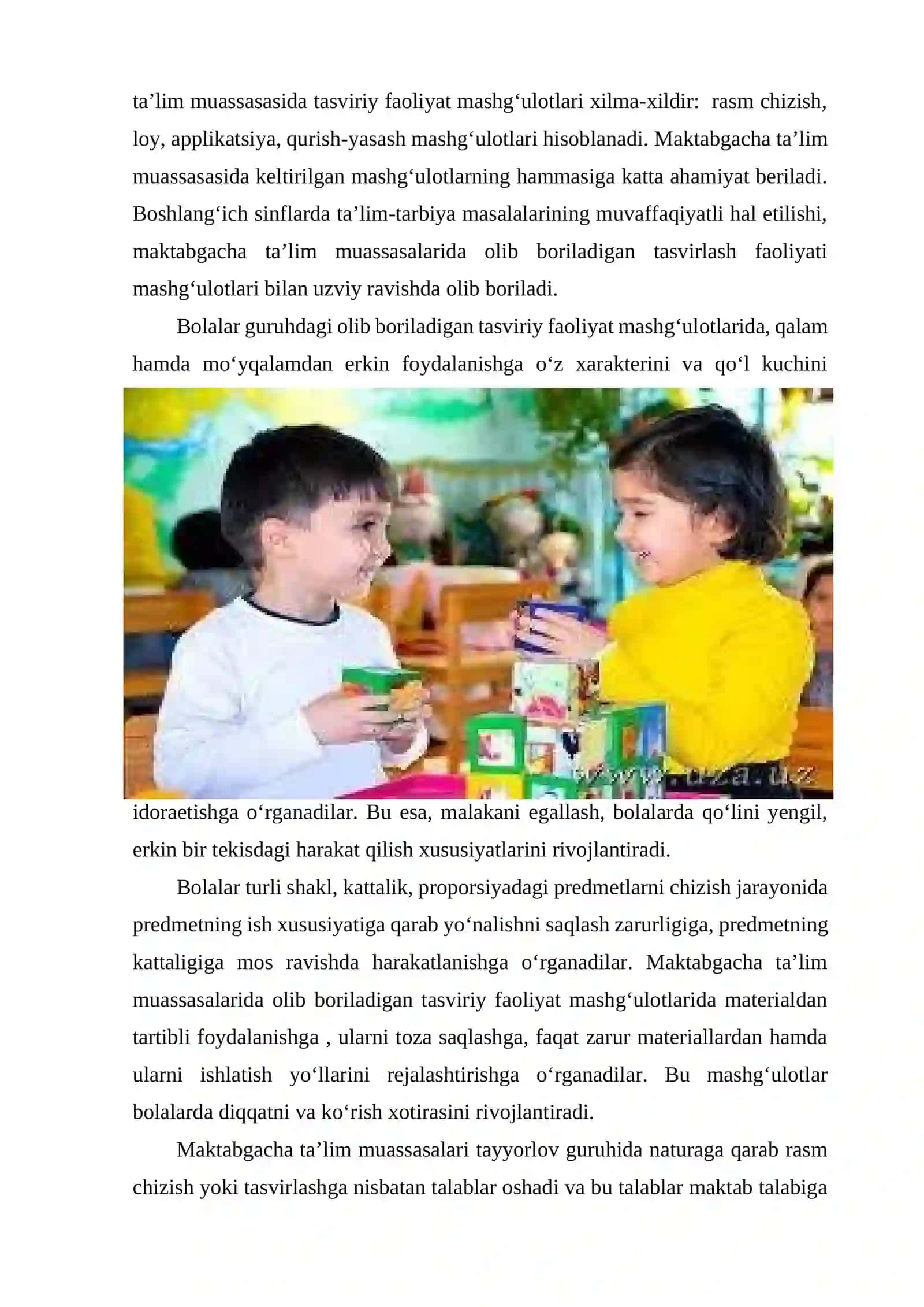"San’at" rivojlanish markazida tasviriy faoliyat turlarini faollashtirish 4