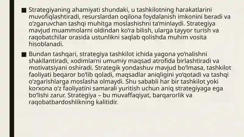 Strategiyani yaratish ierarxiyasi 4