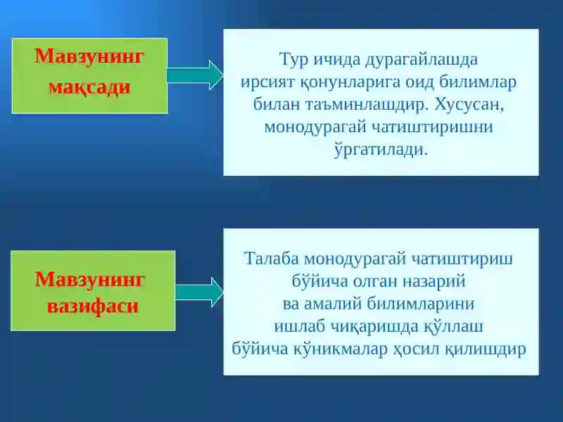 Монодурагай чатиштириш. Аллел бўлган генларнинг ўзаро таъсири. Кўпаллелик . 4