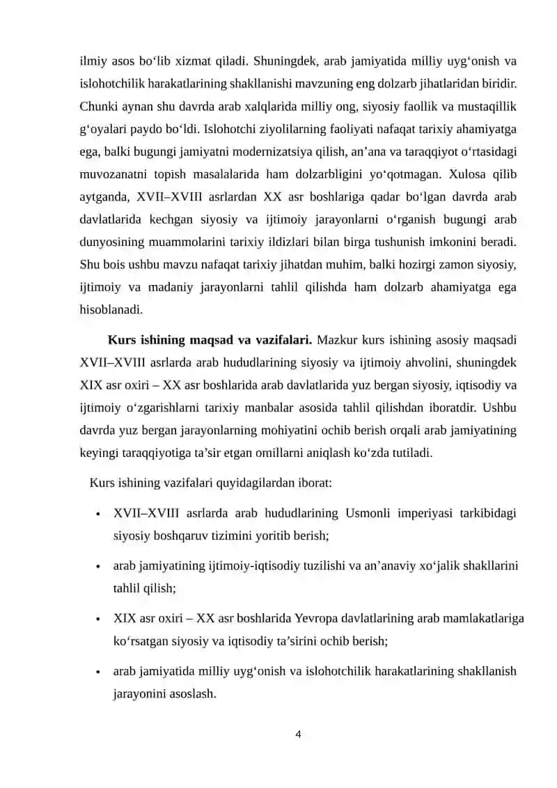 Arab davlatlari XVII asrning ikkinchi yarmi – XX asr boshida 4