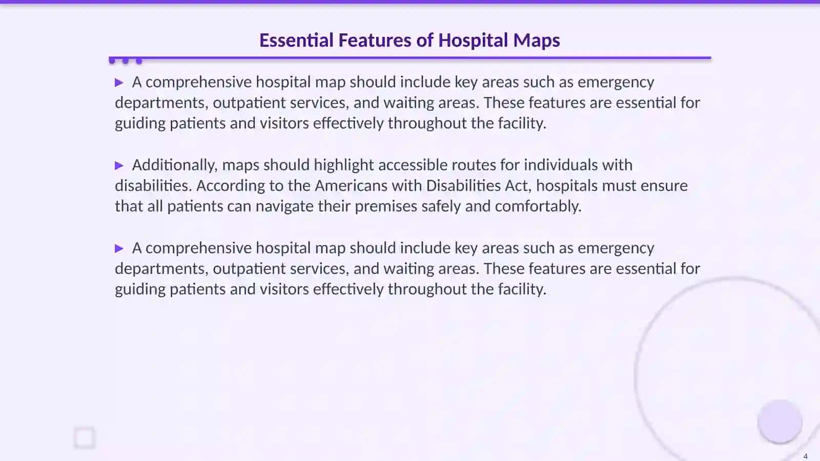 Create a hospital map with English directions 4