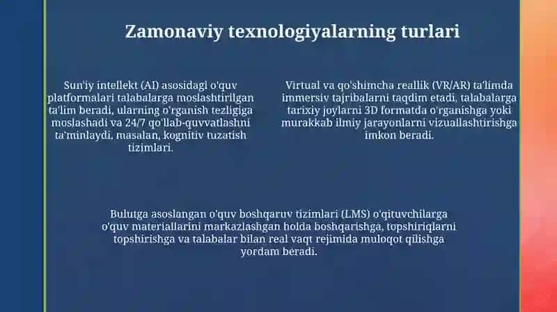 Zamonaviy texnologiyalar 4