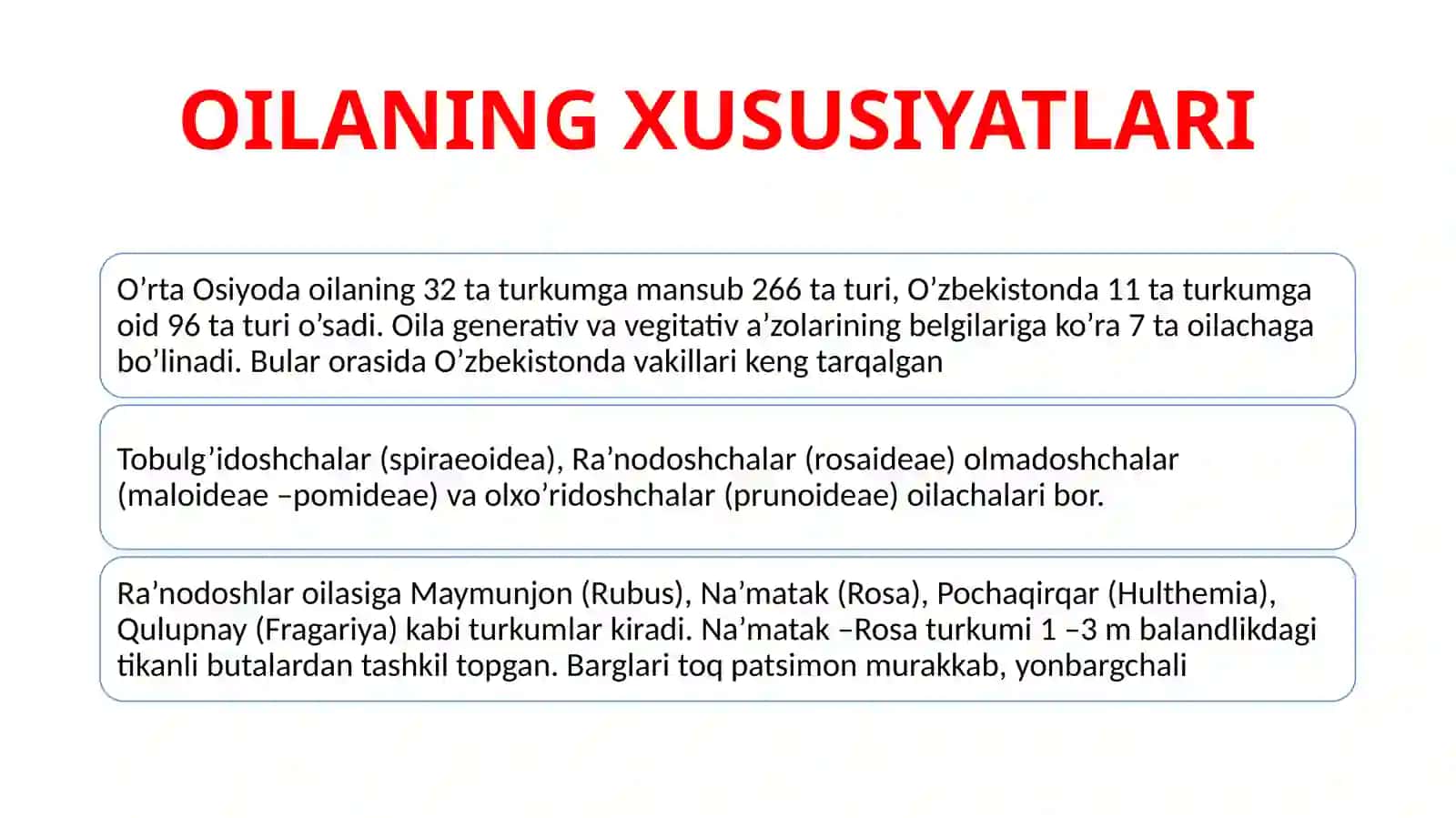 Ra’nodoshlar Oilasi 4