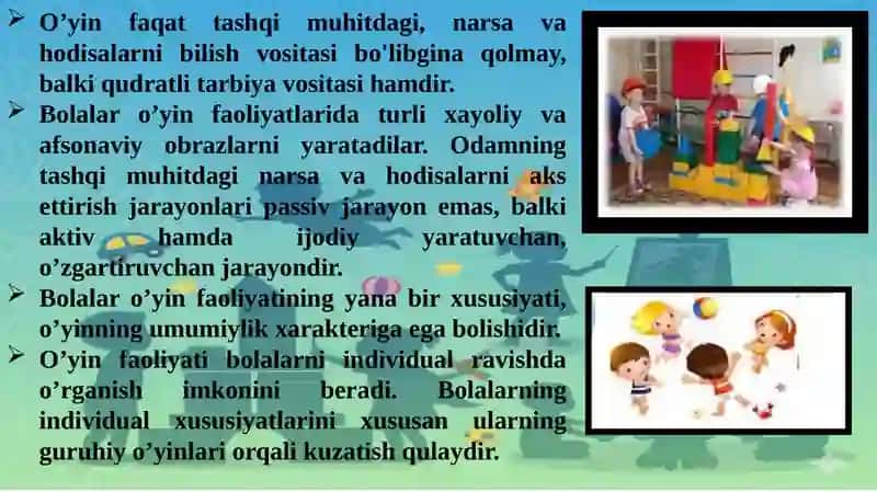 MAKTABGACHA YOSHDAGI BOLALARDA O‘YIN FAOLIYATINING XUSUSIYATLARI. 4