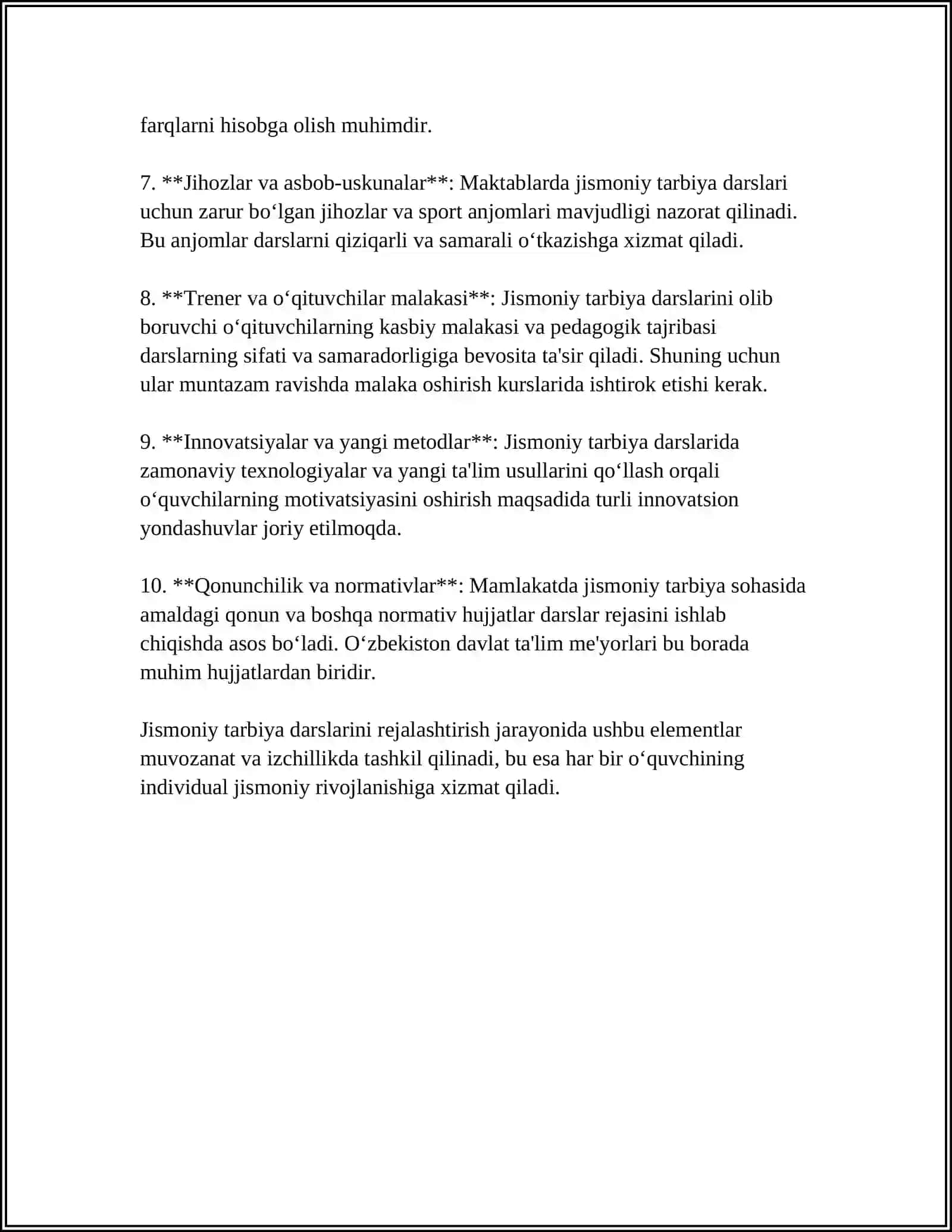 Jismoniy tarbiya darslarini rejalashtirish 4