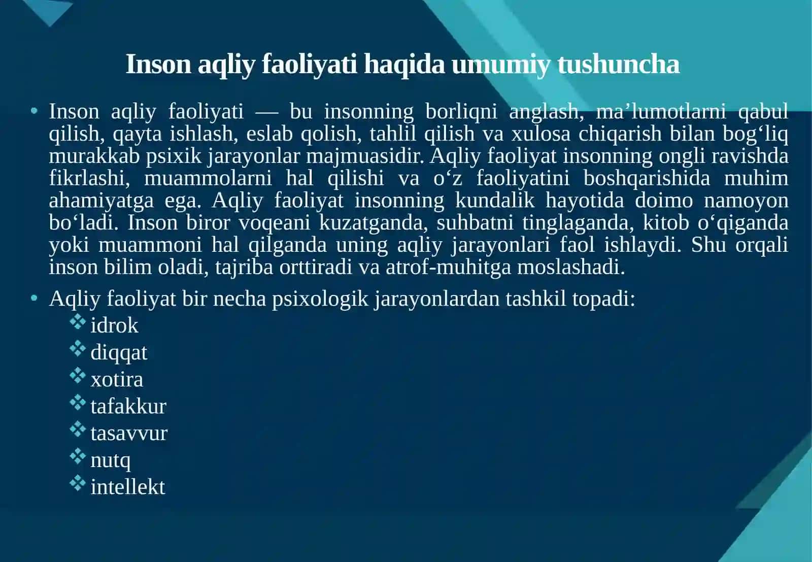 Inson aqliy faoliyatining differensial-psixologik sifatlari. 4