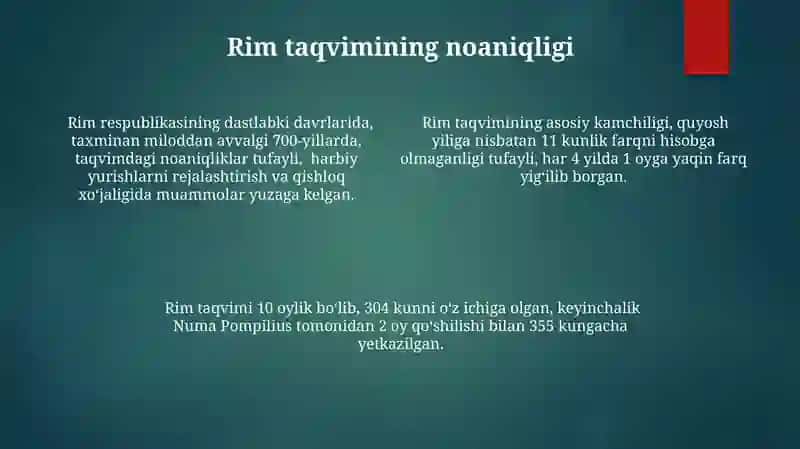 Qadimgi Rim kalendari yaratilishi 4