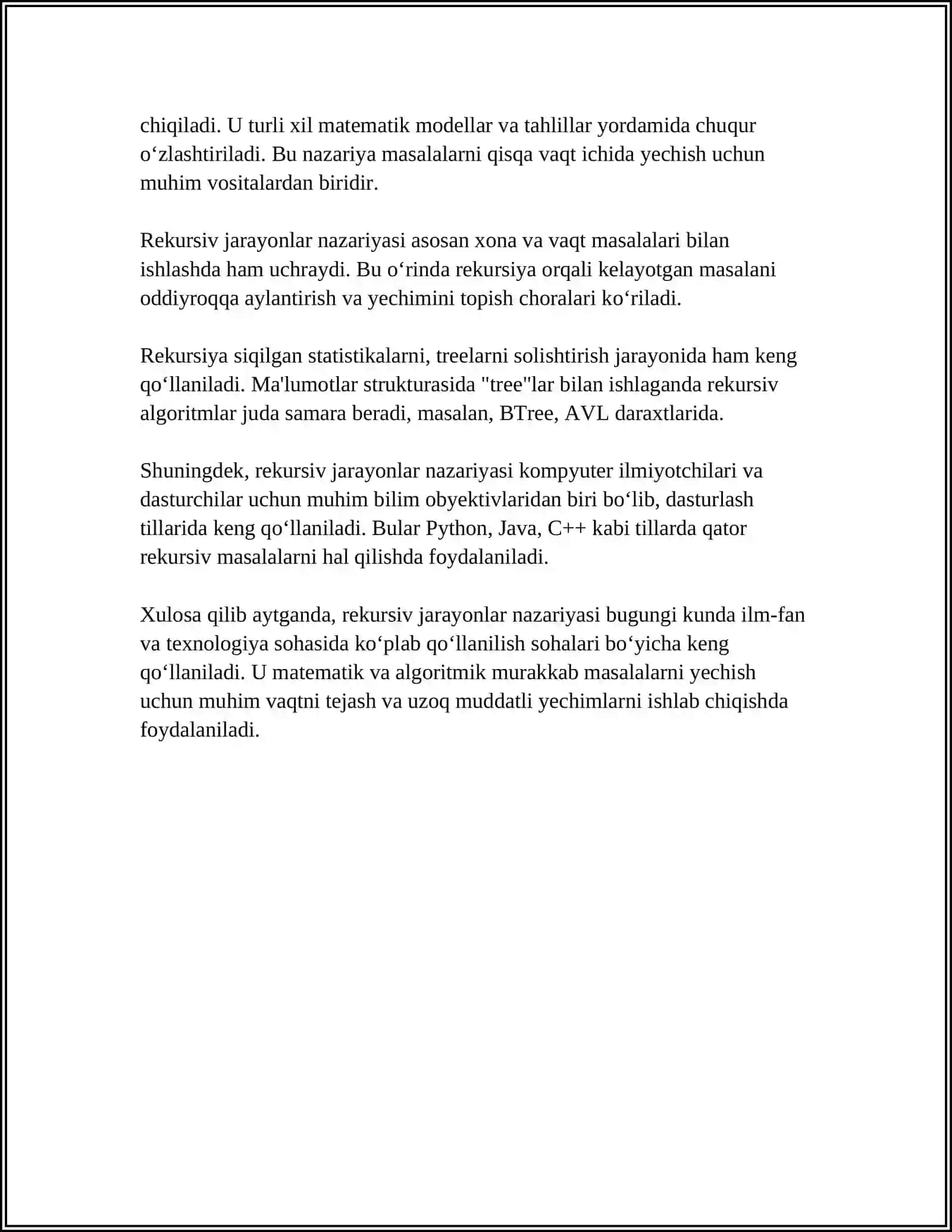 REKURSIV JARAYONLARNI TASHKIL ETISH 4