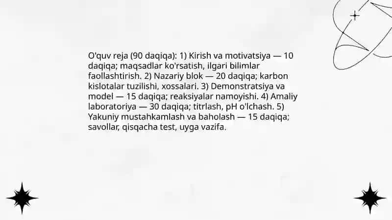 Karbon kislotalar va ularning xossalari mavzusini o'qitish metodikasi 4