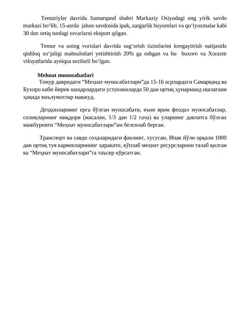 amir temur davridagi iqtisodiy g'oyalar 4