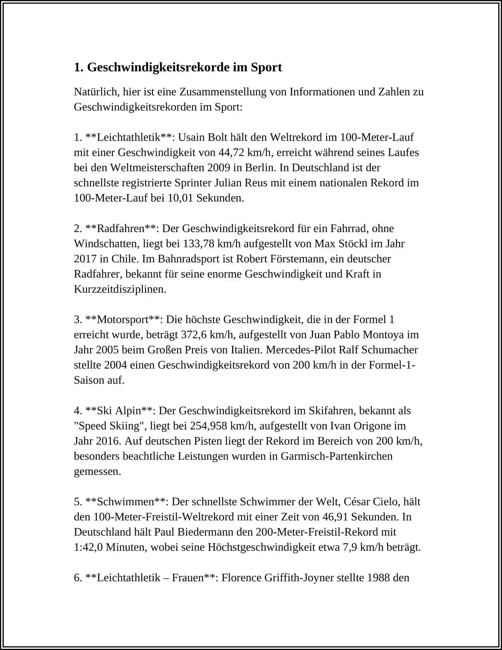 Geschwindigkeitsrekorde im Sport 4
