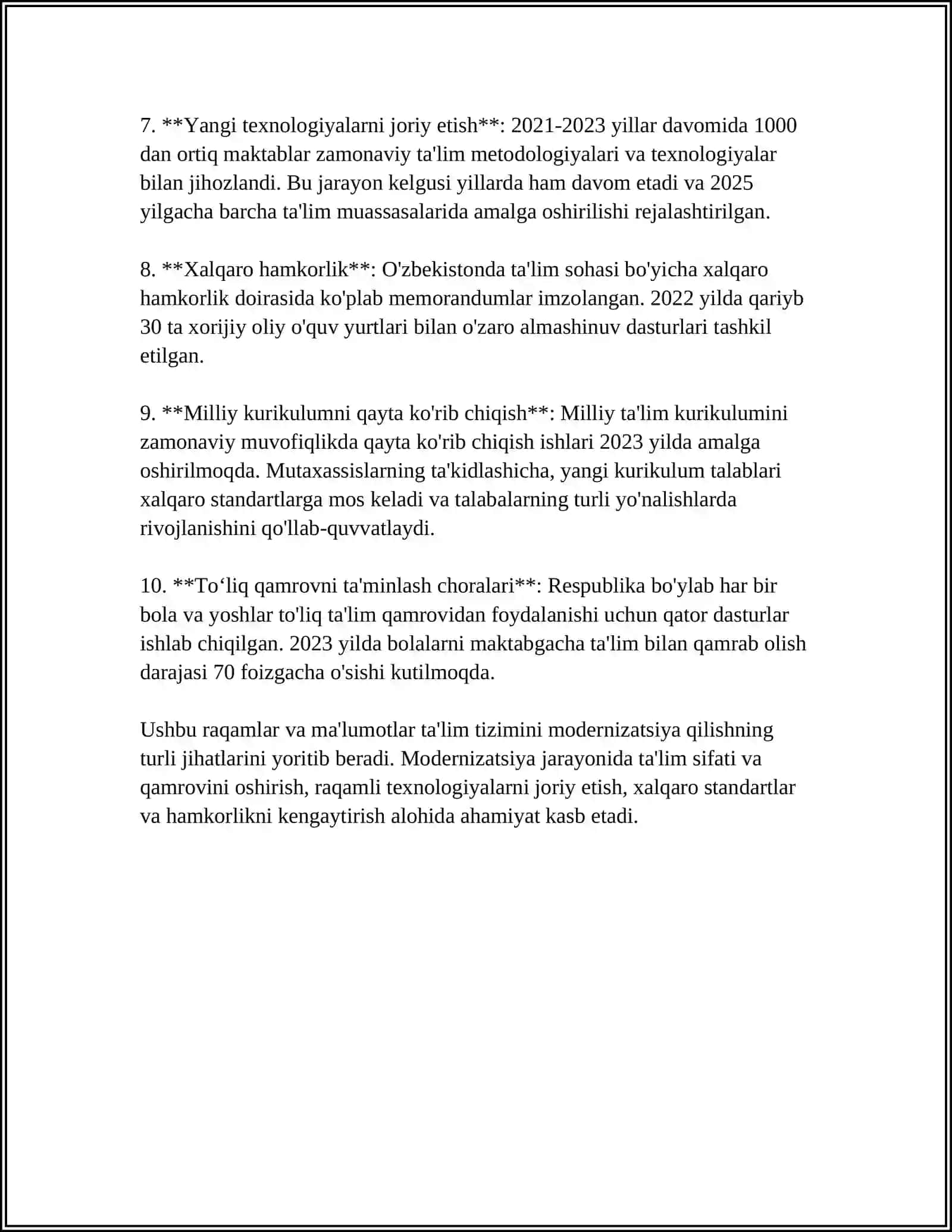 O'ZBEKISTON RESPUBLIKASI OLIY TA’LIM FAN VA INNOVATSIYA VAZIRLIGI 4
