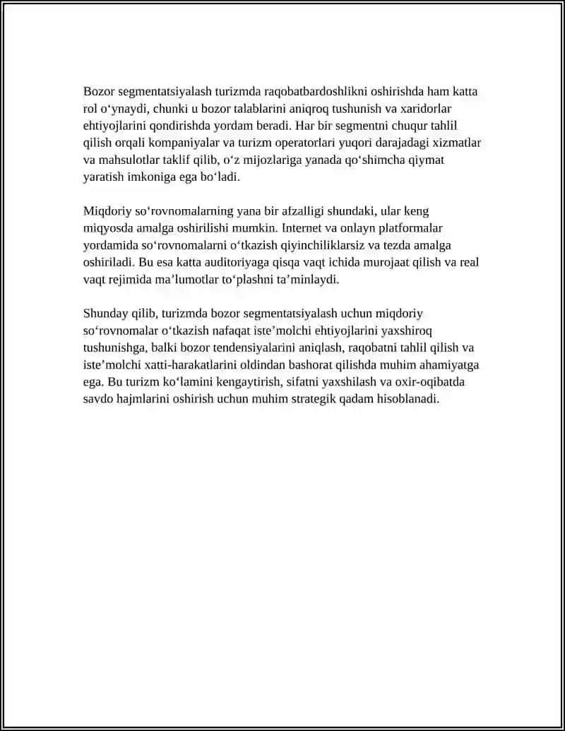 TURIZMDA MARKETING TADQIQOT TURLARI VA ULARNI O‘TKAZISH 4