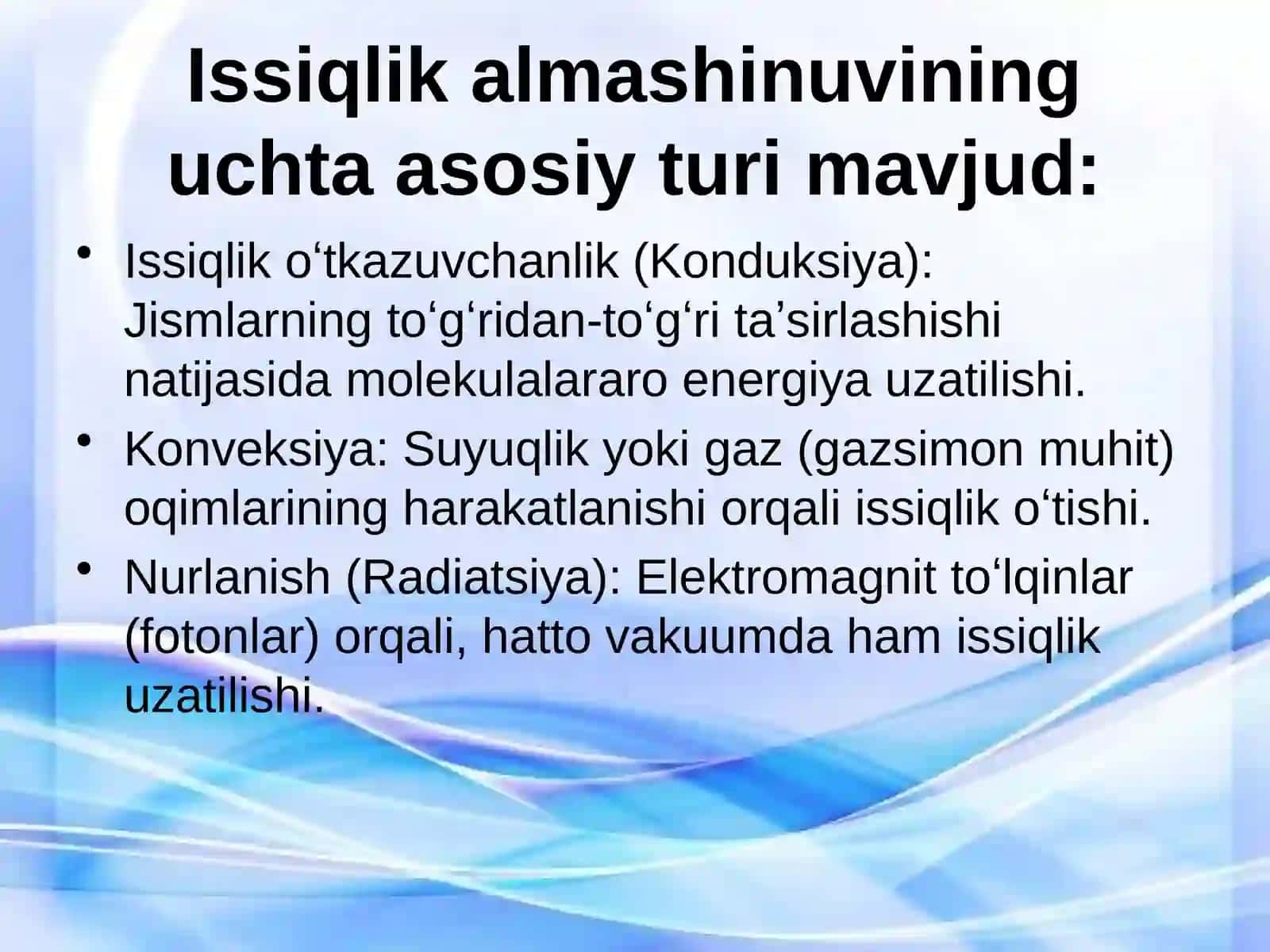 Issiqlik o‘tkazuvchanlik 4