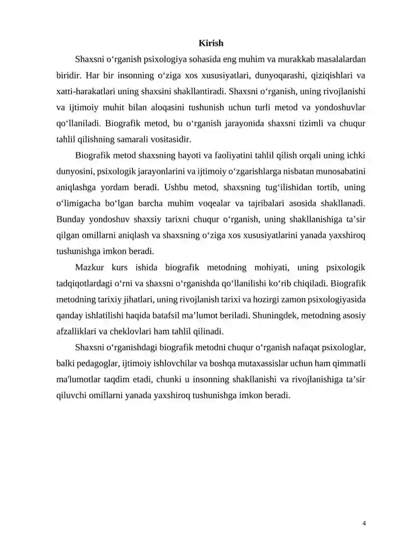 Shaxsni órganishning biografik metodi. 4