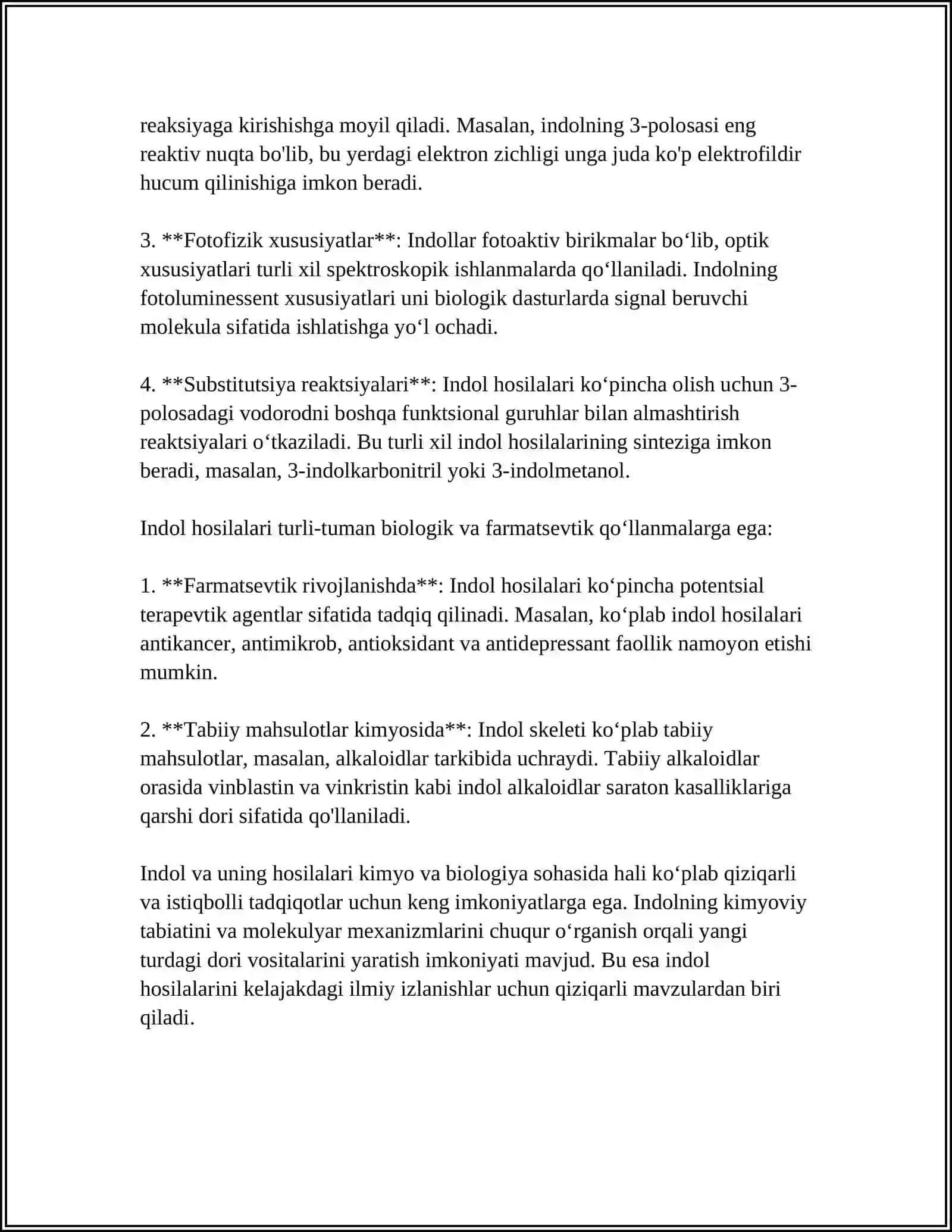 INDOL HOSILALARINI MIKROBIOLOGIK TRANSFORMATSIYALASH 4