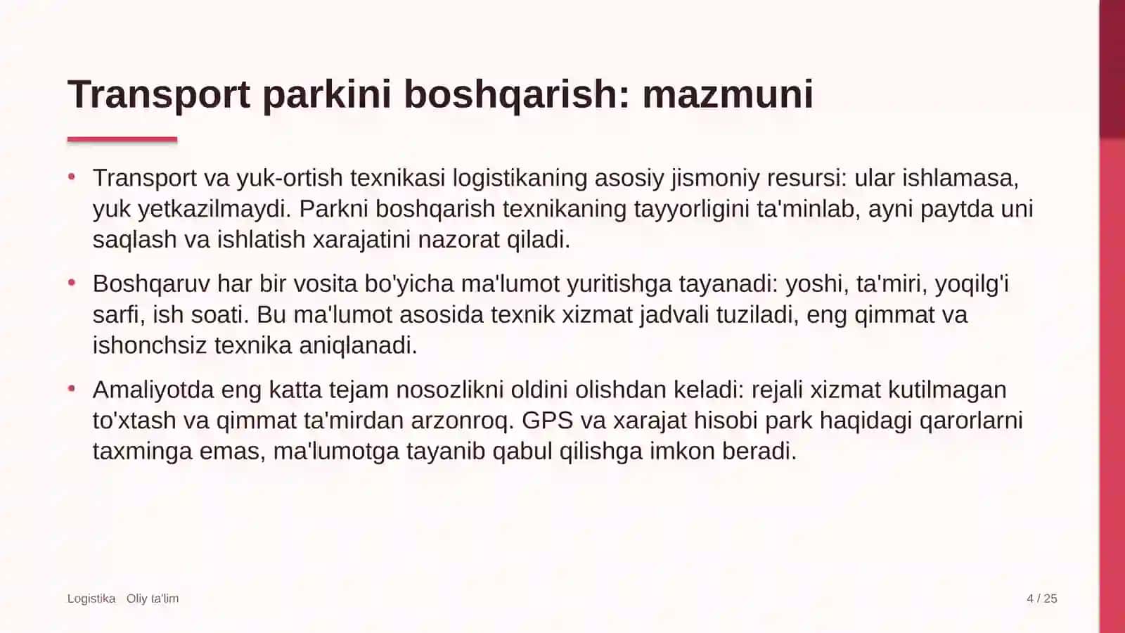 Asfalt-beton zavodlarida texnik vositalar parkini boshqarish 4