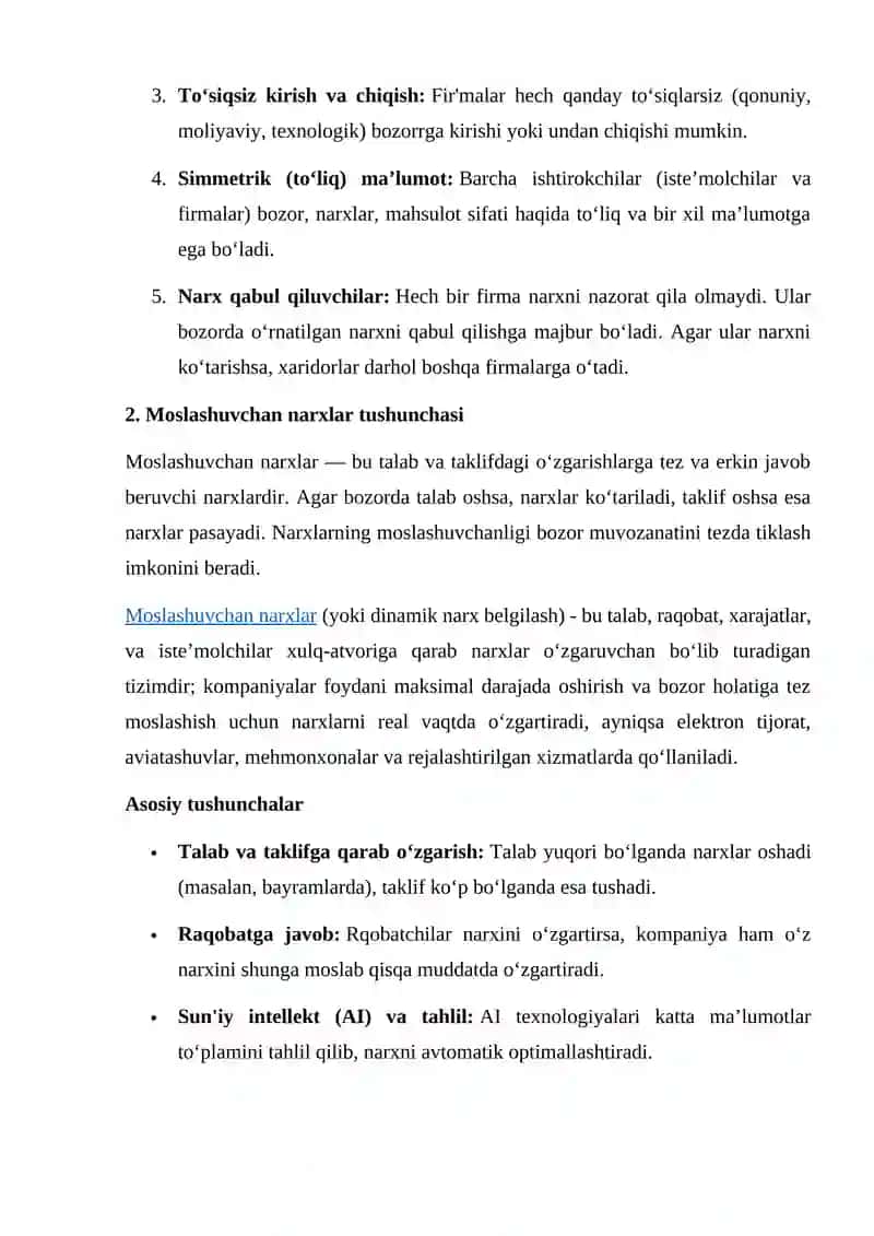Moslashuvchan narxlarga ega mukammal raqobatbardosh modellar 4