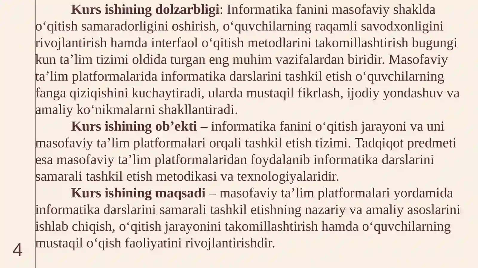 Masofaviy ta’lim platformalarida informatikadarslarini tashkil 4