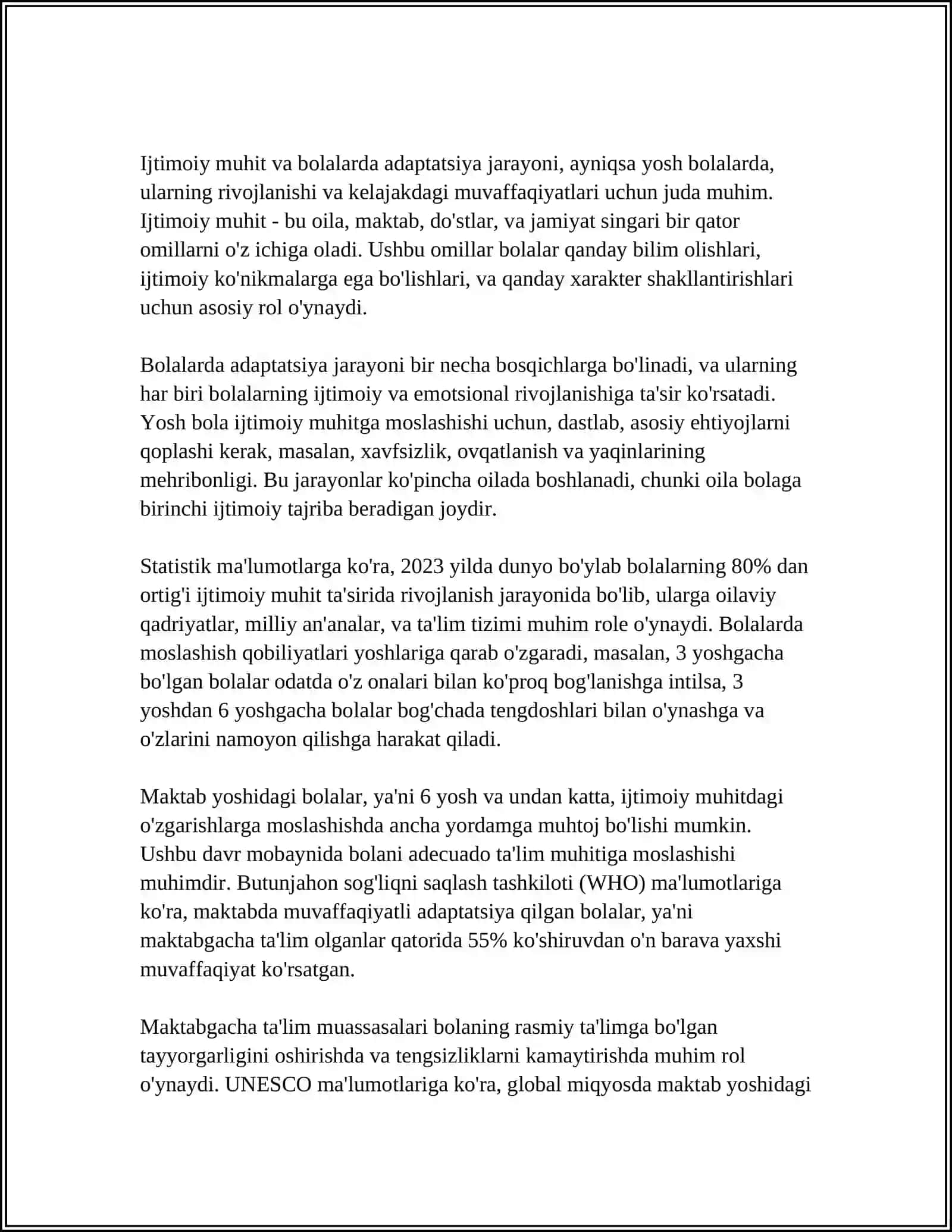 MAKTABGACHA YOSHDAGI BOLALARNING ADABTATSIYA JARAYONI 4