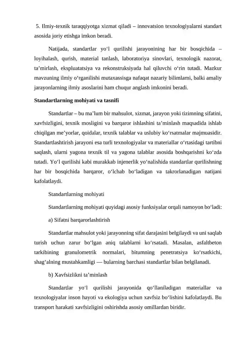 STANDART TURLARI KATEGORIYALARI VA ULARNING QO'LLANILISH SOHALARI 4