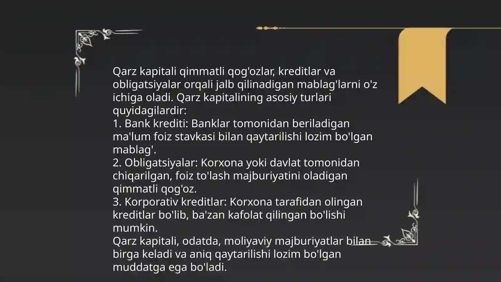 Xususiy va qarz kapitalining baxosi 4