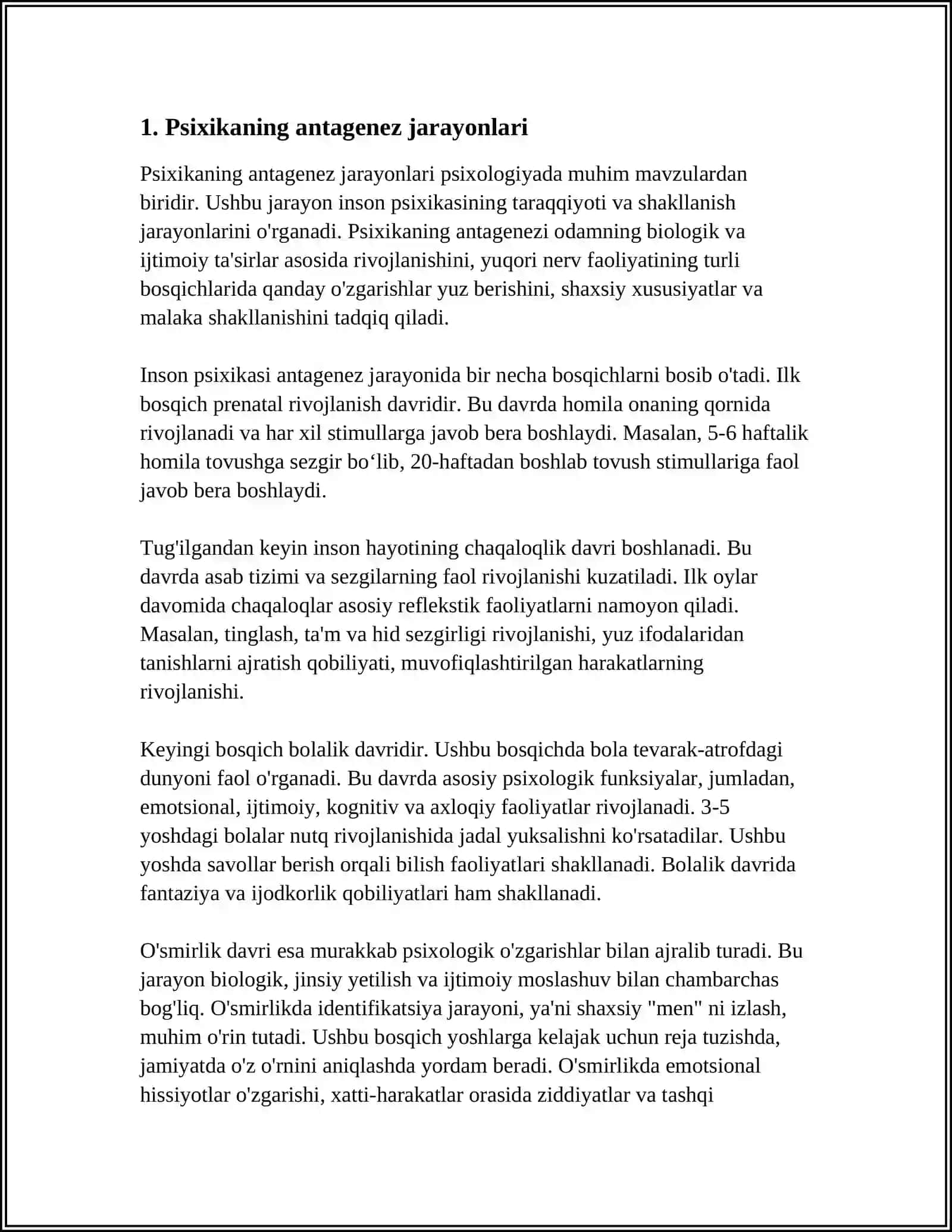INSON PSIXIKASINI ANTAGENEZDA RIVOJLANISHI 4