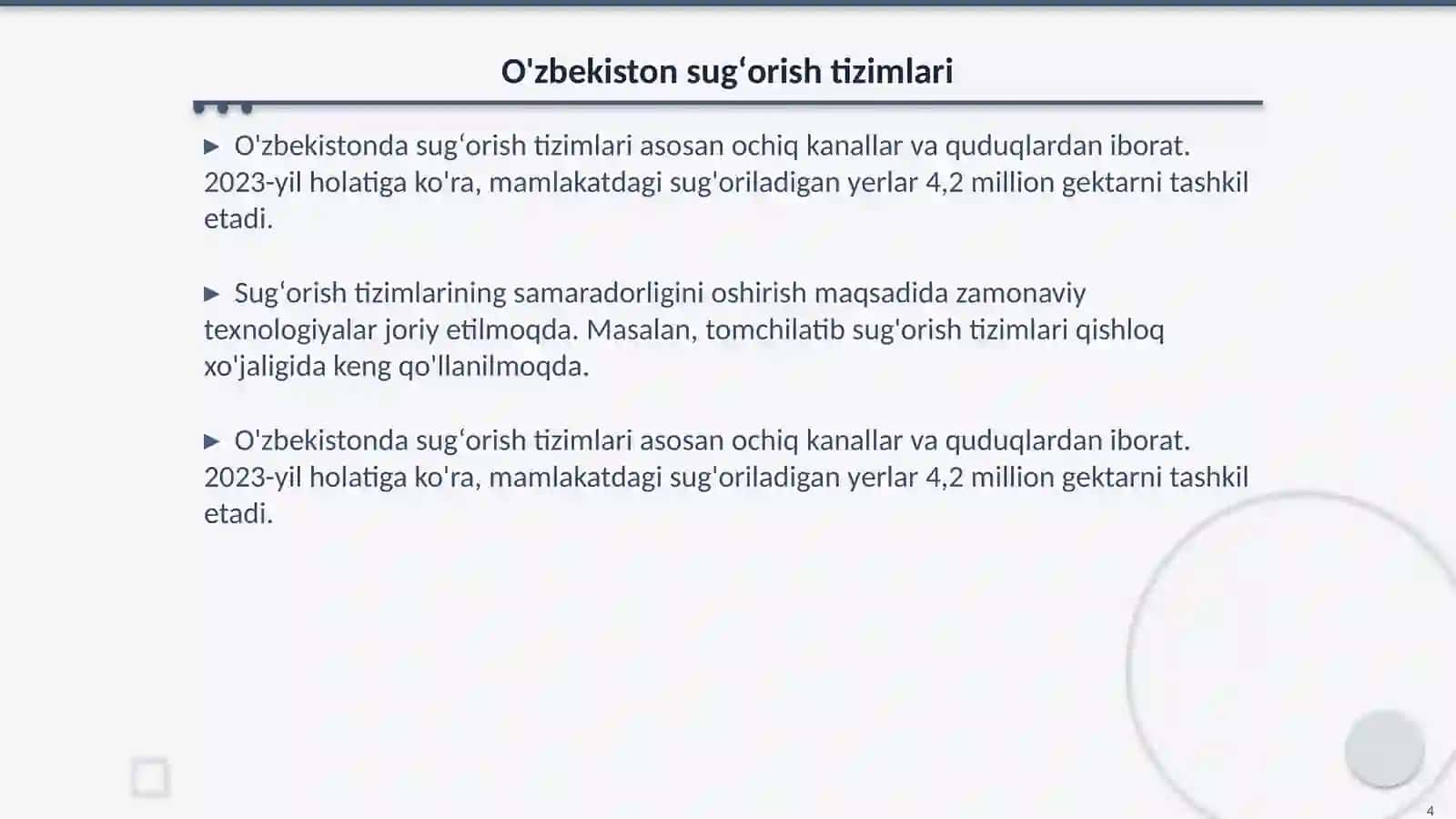 Sugʻoriladigan yerlar va ularning xozirgi holati 4