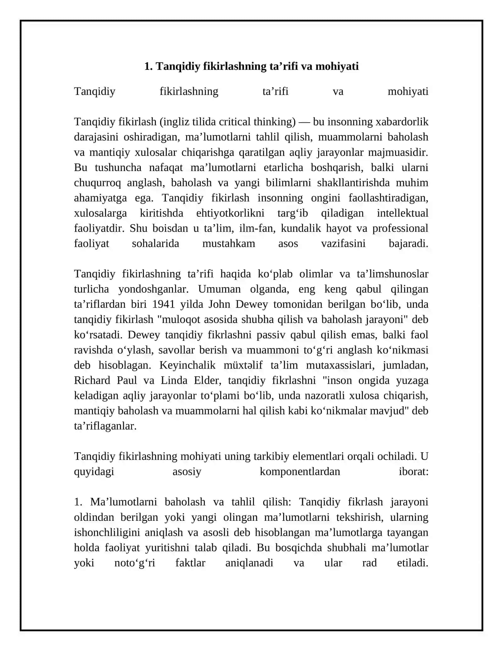 Tanqidiy fikirlash 4