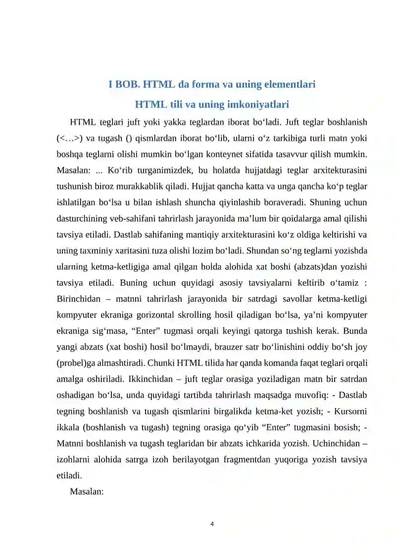 HTML da forma va uning elementlarinining hodisalarida JavaScript dasturlaridan foydalanish 4