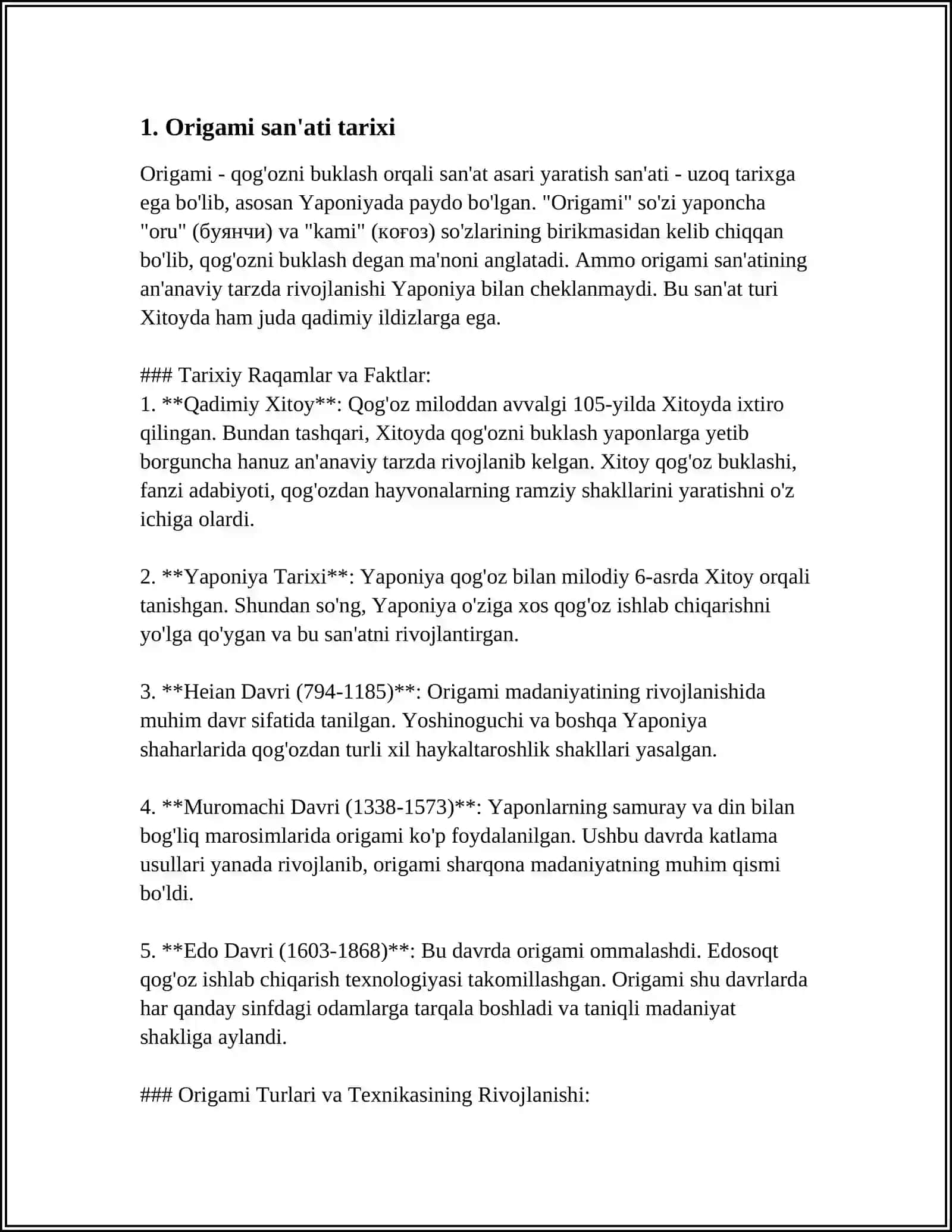 ORGAMI TARIXI. ORGAMI SXEMALARINI ÒRGANISH 4