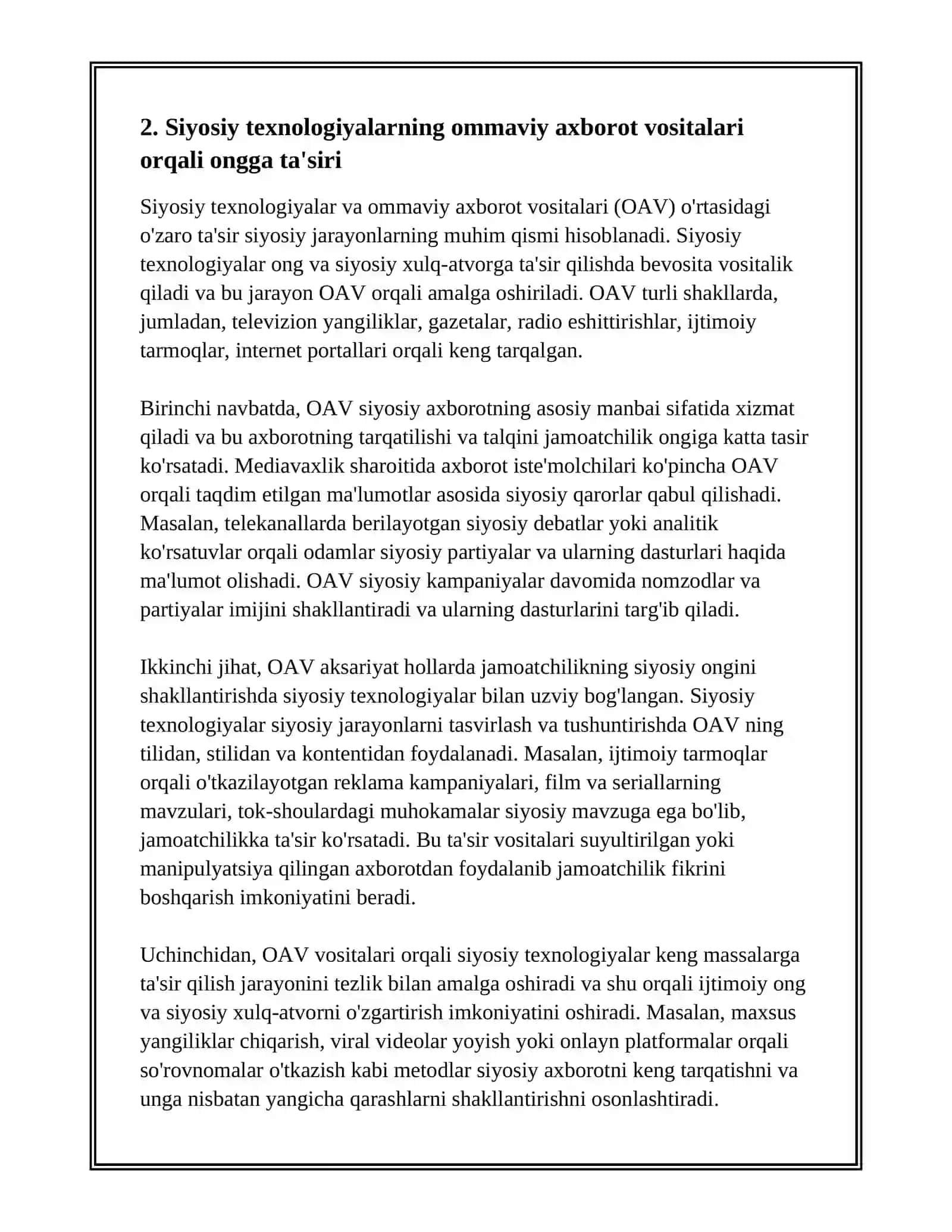 SIYOSIY TEXNOLOGIYALARNING IJTIMOIY ONG VA SIYOSIY XULQ- ATVORGA TASIRI 4