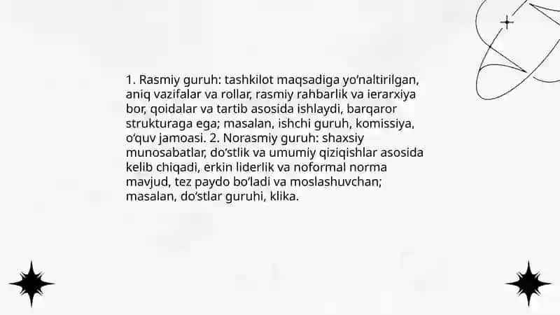 Kichik guruhdagi momolar.kichik guruhlarning klassifikatsiyasi 4